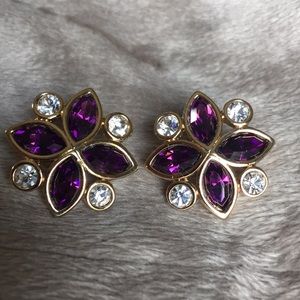 Swarovski Amethyst and Crystal Earrings
